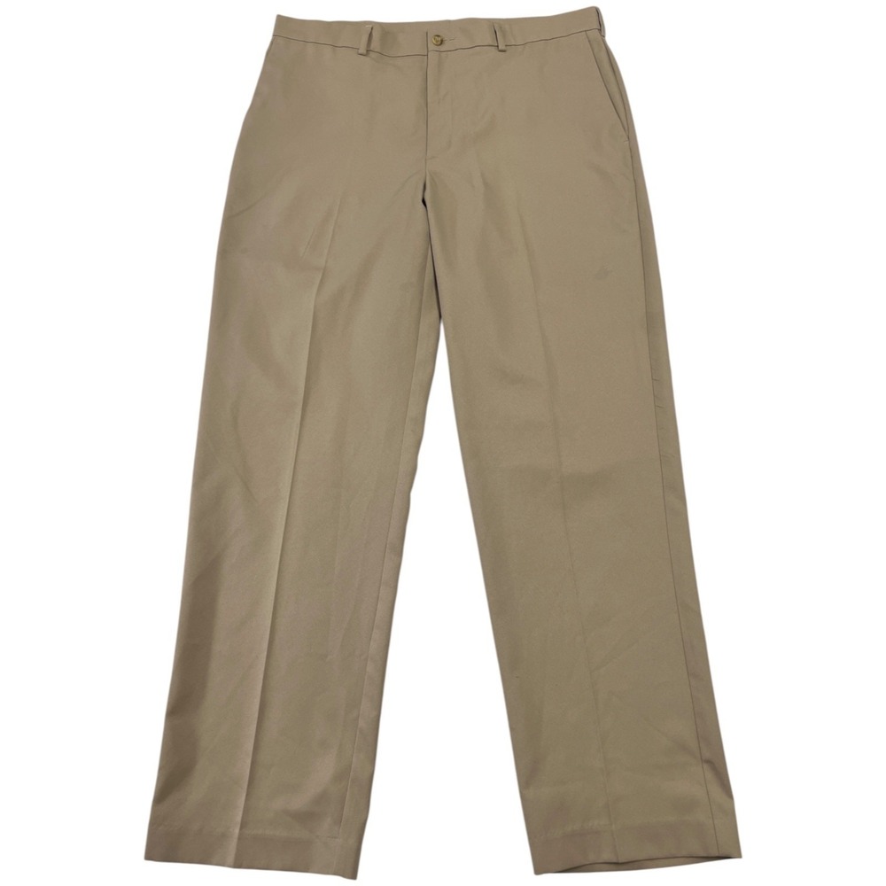 PGA Tour Golf Pants Men's 36x32 Khaki Tan Beige Flat Front Chino Trousers Sport